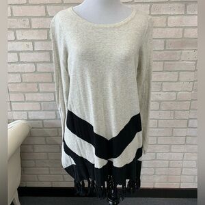Cream and Black Striped Sweater